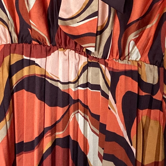 Multi Orange/Brown Maxi dress Women sz 8/10 L - Picture 3 of 9